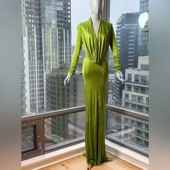 🆕 RAT & BOA 🧿 NWOT Octavia Long Sleeve Column Maxi Dress, Green - Sz M US 6 - Picture 13 of 17